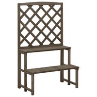 VidaXL Plantenrek met latwerk 70x42x115 cm massief vurenhout grijs