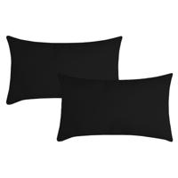 Stof Textile sierkussen Nelson - 2x - zwart - 30 x 50 cm - bank kussens - polyester
