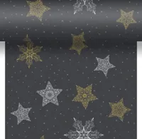Duni dunicel 3-in-1 tafelloper snowstars black 40x480cm zwart Duni dunicel 3-in-1 tafelloper snowstars black 40x480cm zwart