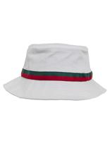 Flexfit FX5003S Stripe Bucket Hat - White/Fire Red/Green - One Size