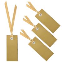Santex cadeaulabels met lintje - set 48x stuks - goud - 3 x 7 cm - naam tags - Cadeauversiering - thumbnail