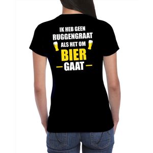 Geen ruggengraat als het om bier gaat drank fun t-shirt zwart voor dames