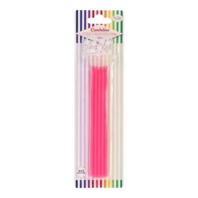 Givi Italia Taartkaarsjes - 10x - fuchsia roze - 15,5 cm - smalle kaarse