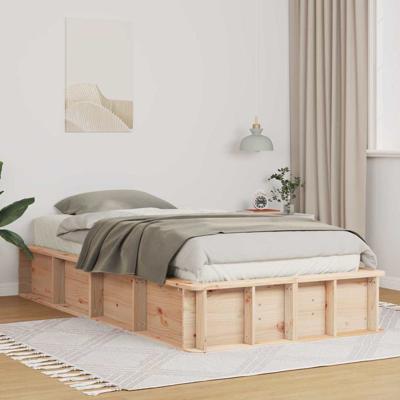 Bedframe met opslag Bruin 90 x 200 cm Massief grenenhout