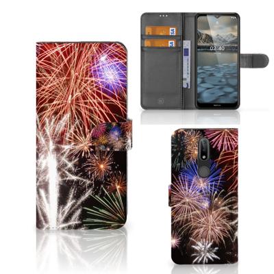 Nokia 2.4 | Wallet Case | met Pasjes | Vuurwerk