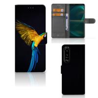 Sony Xperia 5III | Telefoonhoesje | Met pasjeshouder | Papegaai
