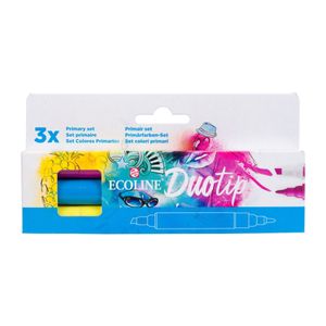 Ecoline Duotip markeerstift 3 stuk(s) Beitelvormige/fijne punt Cyaan, Magenta, Geel