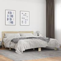 Bedframe bewerkt hout metaal sonoma eikenkleurig 200x200 cm