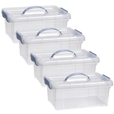 Opslagbox AZUL serie - 4x - met deksel - transparant - 8.5 liter - 36 x 26 x 15 cm - kunststof