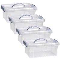 Opslagbox AZUL serie - 4x - met deksel - transparant - 8.5 liter - 36 x 26 x 15 cm - kunststof