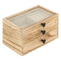 Sieradenkistje Jakarta - 20 x 11 x 12 cm - naturel - Juwelenkistje met deksel - met spiegel en lade Sieradenkistje Jakarta - 20 x 11 x 12 cm - naturel - Juwelenkistje met deksel - met spiegel en lade