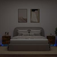 Nachtkastjes met LED 2 st bewerkt hout gerookt eikenkleurig - thumbnail