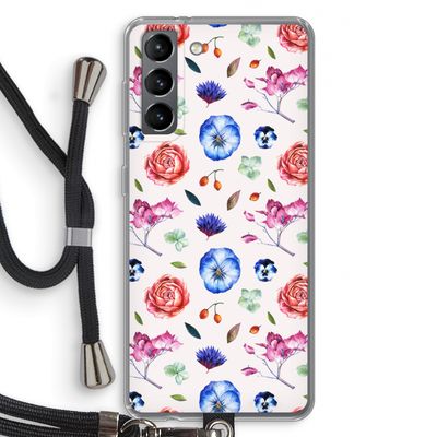 Bloemetjes: Samsung Galaxy S21 Transparant Hoesje met koord