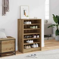 Schoenenkast 60x35x92 cm bewerkt hout artisanaal eikenkleur