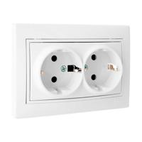 Plug-in basis Solera Europa erp60/2u Dubbel Sluiter Wit Ingebed, ingebouwd 250 V 16 A - thumbnail