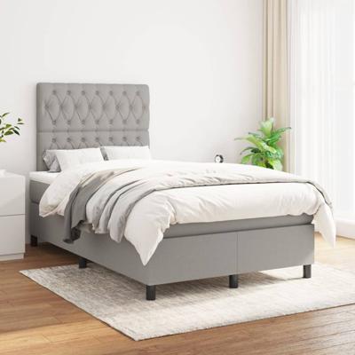 Boxspring met matras stof lichtgrijs 120x200 cm