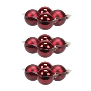 16x stuks glazen kerstballen rood 10 cm mat/glans