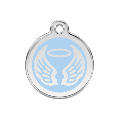 Angel Wings Light Blue roestvrijstalen hondenpenning medium/gemiddeld dia. 3 cm - Reddingo