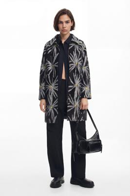 Jas met madeliefjesprint - BLACK - L