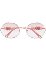 Chloé Eyewear lunettes de soleil à monture ovale perlées - Rose - thumbnail