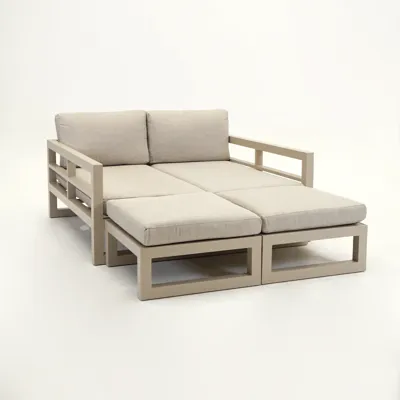 Grosso 4-zits bank + 2x hocker beige