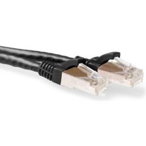 ACT Zwarte 15 meter LSZH SFTP CAT6A patchkabel snagless met RJ45 connectoren