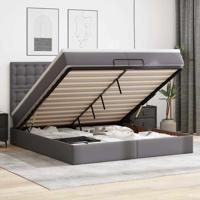 Ottoman bed met matrassen 200x200cm kunstleer grijs