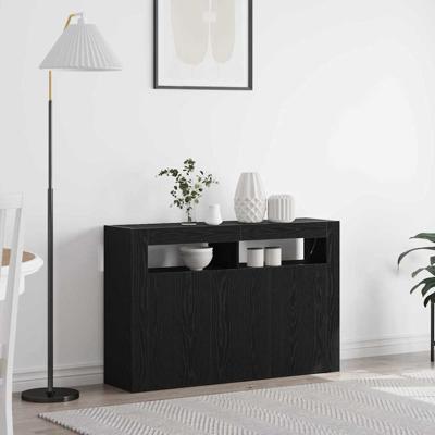 Dressoir Zwart eiken 116 x 30 x 75 cm Bewerkt hout