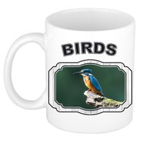 Dieren ijsvogel zittend beker - birds/ vogels mok wit 300 ml - thumbnail