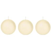 Trend Candles Bolkaars glad - 3x - cremewit - 7 cm - 16 branduren - ronde kaarsen