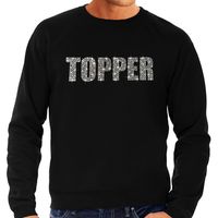 Glitter foute trui zwart Topper rhinestones steentjes voor heren - Glitter sweater/ outfit 2XL  - - thumbnail