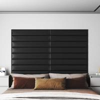 Wandpanelen 12 st 1,62 m 90x15 cm kunstleer zwart