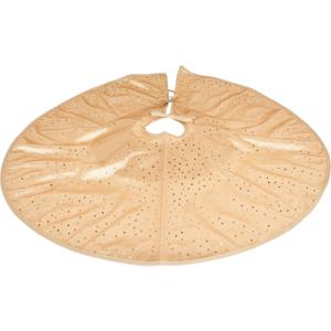 Kerstboomrok - champagne/goud - 90 cm - polyester - kleine sterren opdruk - rond