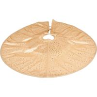 Kerstboomrok - champagne/goud - 90 cm - polyester - kleine sterren opdruk - rond - thumbnail