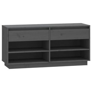 The Living Store Schoenenkast - Grenenhout - 110 x 34 x 52 cm - Grijs