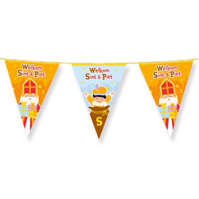 Sinterklaas met roetveeg Piet vlaggenlijn - slinger - 10 mtr - Sint versiering