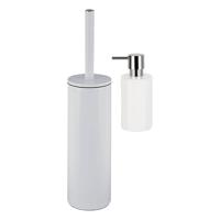 Spirella Badkamer accessoires set - WC-borstel/zeeppompje - ivoor wit - Badkameraccessoireset - thumbnail
