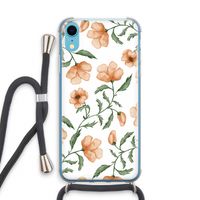 Peachy flowers: iPhone XR Transparant Hoesje met koord