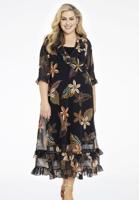 Yoek Jurk met ruches MAYFLOWER | Zwart | Maat 54/56