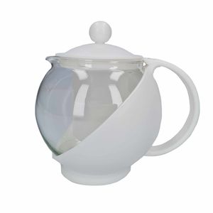 Witte glazen theepot 0,75 liter met filter/infuser