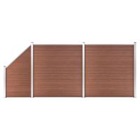 Schuttingset 2 vierkant en 1 schuin 446x186 cm HKC bruin