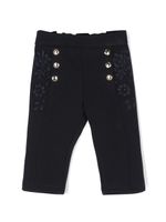 Chloé Kids pantalon taille haute à fleurs brodées - Bleu - thumbnail