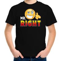 Mr. right fun emoticon shirt kids zwart XL (158-164)  -