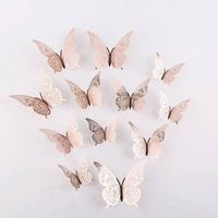 Cake topper decoratie vlinders of muur decoratie met plakkers 12 stuks rosé - 3D vlinders - VL-02