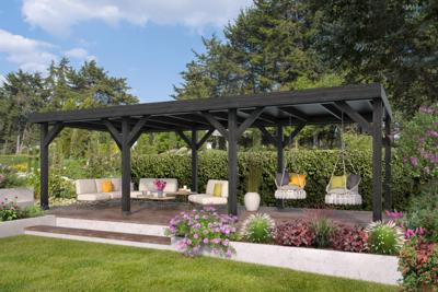 Overkapping Rijssen - Zwart 900x400cm incl. schroefpakket - Bouwpakket- Plat dak- - Tuindeco