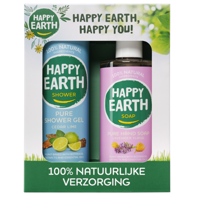 Happy Earth Giftset Cedar Lime Showergel & Lavender Ylang Handsoap Happy Earth Giftset Cedar Lime Showergel & Lavender Ylang Handsoap