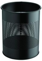 Durable metalen papiermand 15 l, perforatie, zwart Durable metalen papiermand 15 l, perforatie, zwart