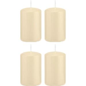 Cilinderkaarsen/stompkaarsen - set 20x - creme wit - 5 x 8 cm - 18 branduren