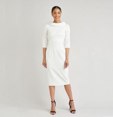 The Pretty Dress Kennedy Collar Pencil Dress Ivory-M