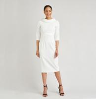 The Pretty Dress Kennedy Collar Pencil Dress Ivory-M